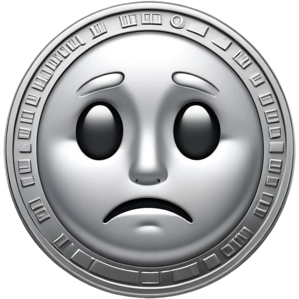 25 cent silver sad face art emoji