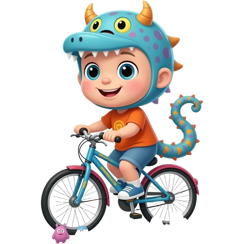 1000 Little monster And baby monster in the bike emoji