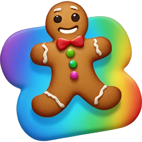 Rainbow gingerbread man emoji