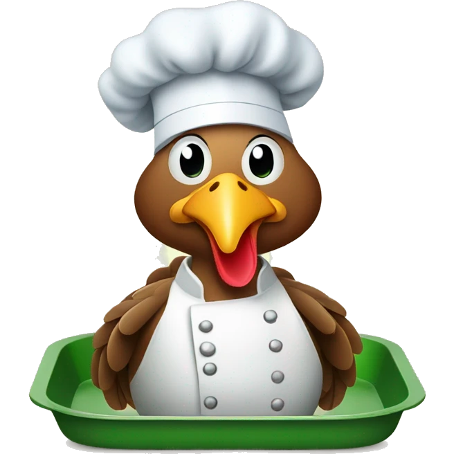 turkey chef with green tray emoji