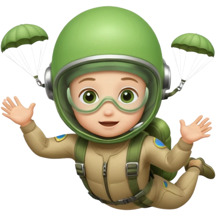 Skydiving baby with parachute and UFO green emoji