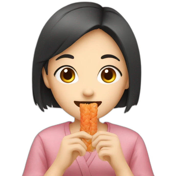 Girl eat japanese food stick emoji