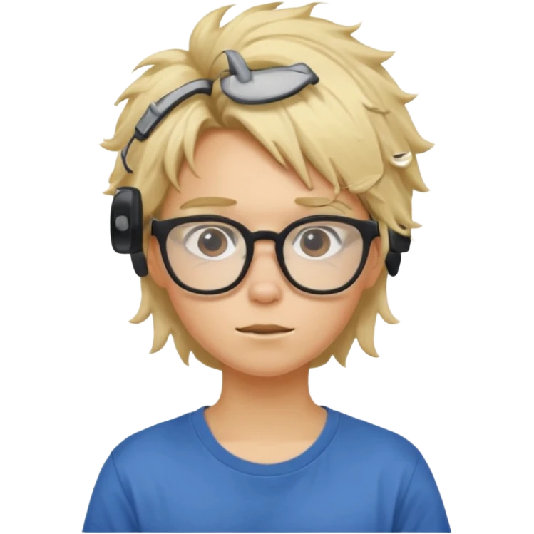Blonde student with messy hair and big glasses emoji