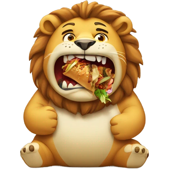 Fat lion eating kebab emoji