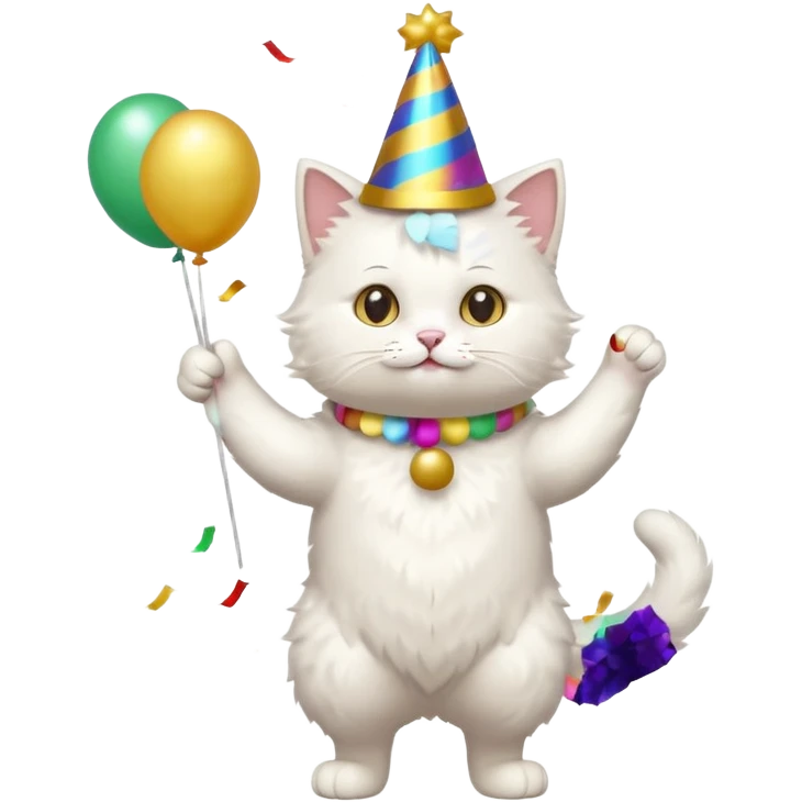 a full-body white cat new year  emoji