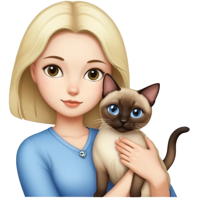 Girl holding a Siamese Cats emoji