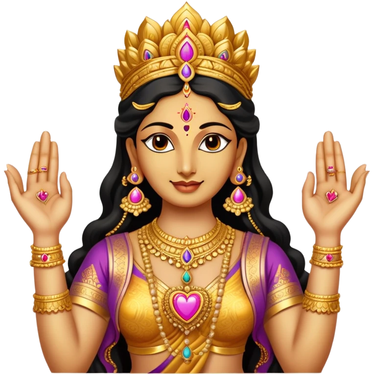 hindu goddess lakshmi with her hands together forming a heart shape emoji