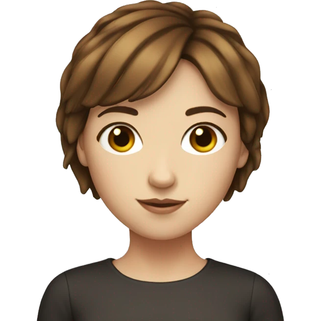 A white girl with short brown hair and bangs emoji