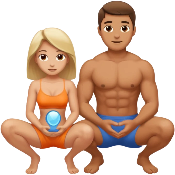 Homem de costas sem camisa,com uma mulher ajoelhada na frente dele emoji