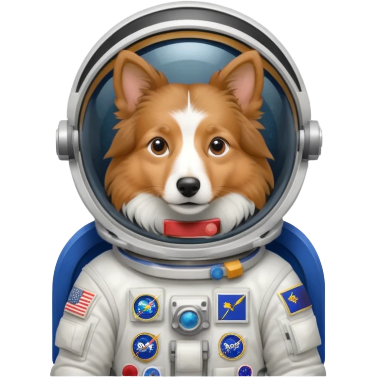 shetland sheepdog in a european astronauts space suit without helmet emoji