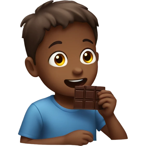 Small Boy eating chocolate emoji