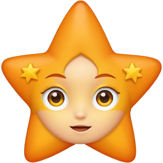 yellow star with an orange head and cute eyes, simple, adorable, suitable for emoji use emoji