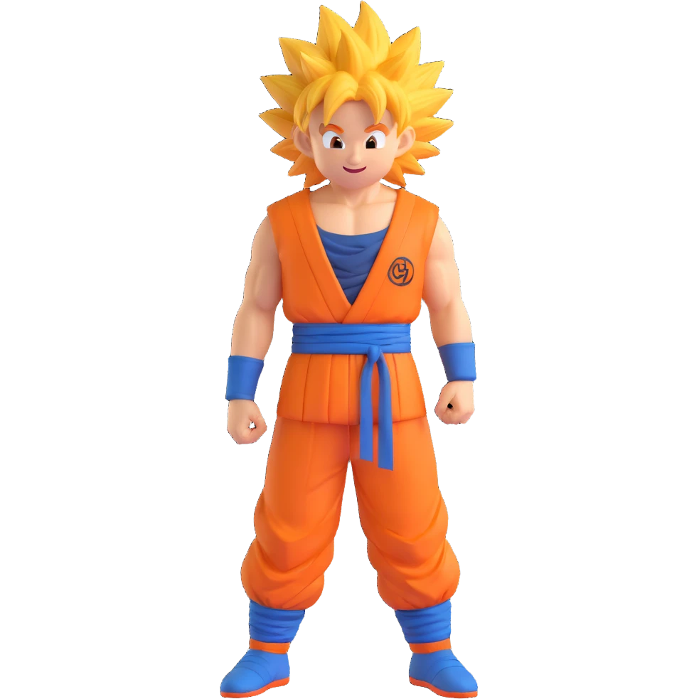 Goku, spiky hair, orange gi, smiling emoji