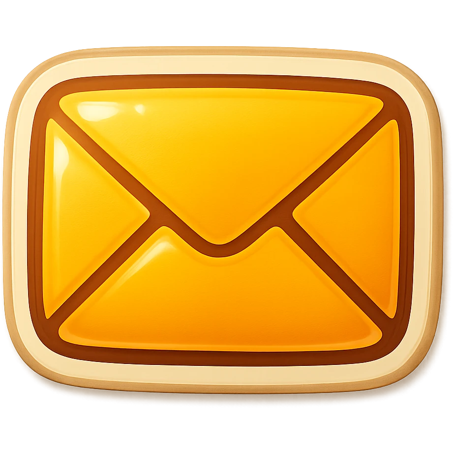 cartoon style sticker of a single envelope mail symbol, simple and clear, no text emoji