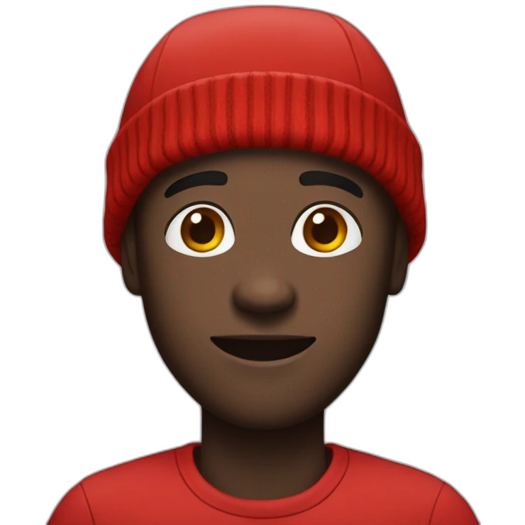black man in red beanie hat emoji