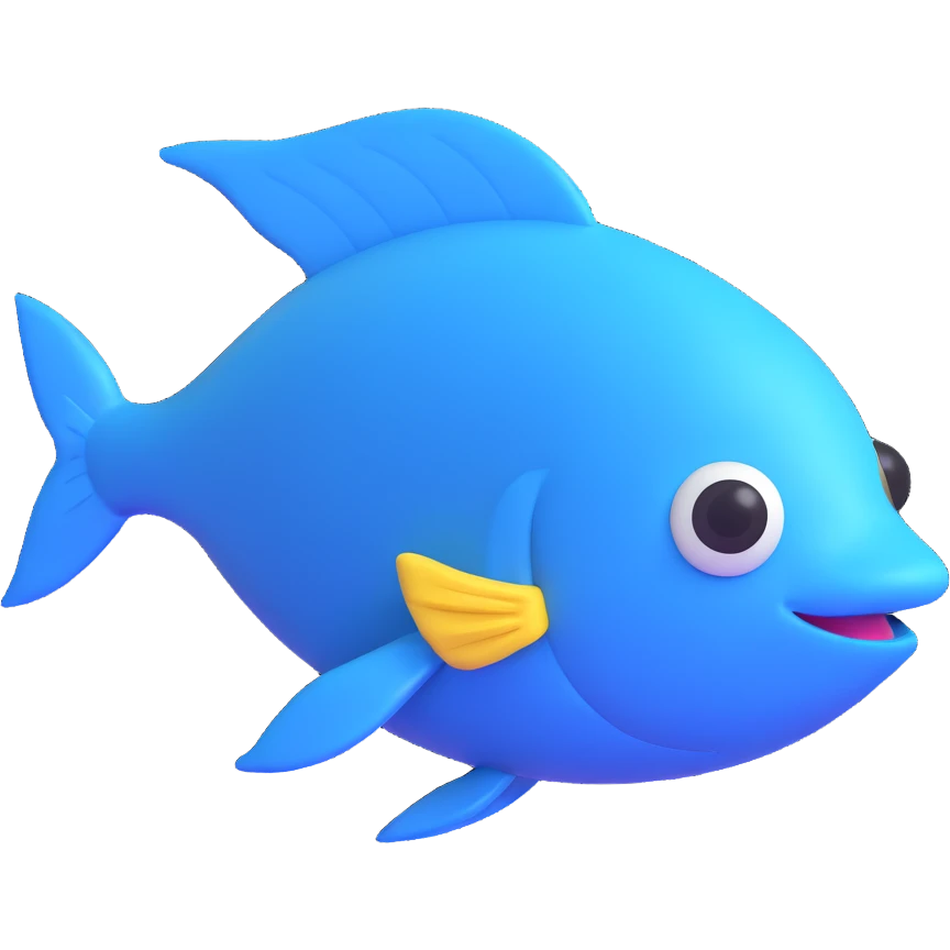 blue fish, 3D emoji style emoji