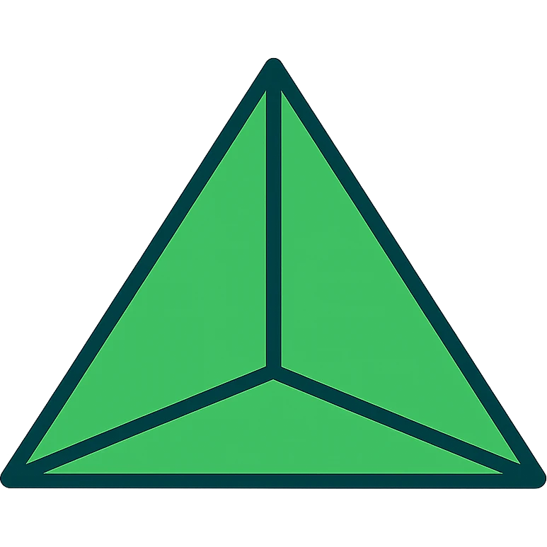 green tetrahedron, outlined with green emoji