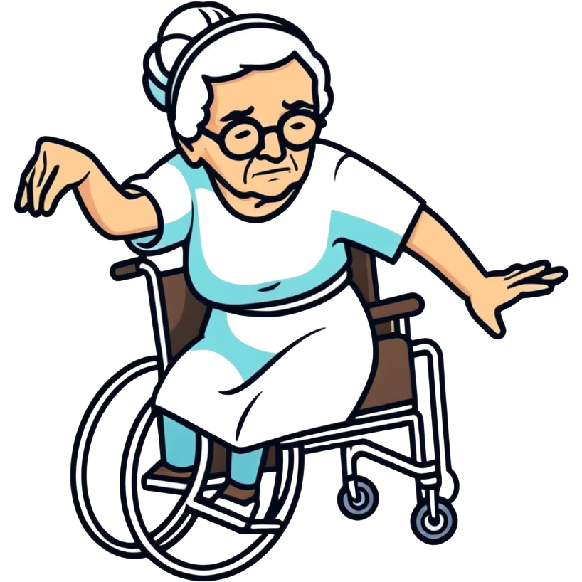 Old woman breakdancing in a wheelchair  emoji