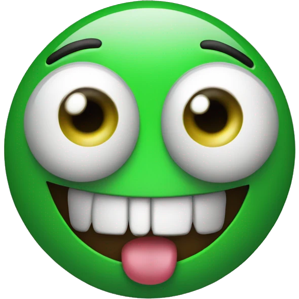 a green smiley shoked with big round eyes and mouth wide open emoji