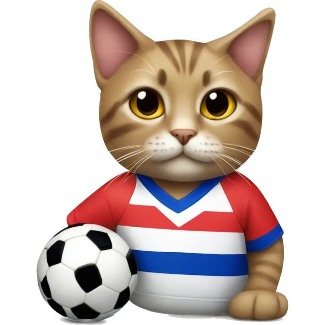 Cat wearing a puerto flag soccer shirt emoji