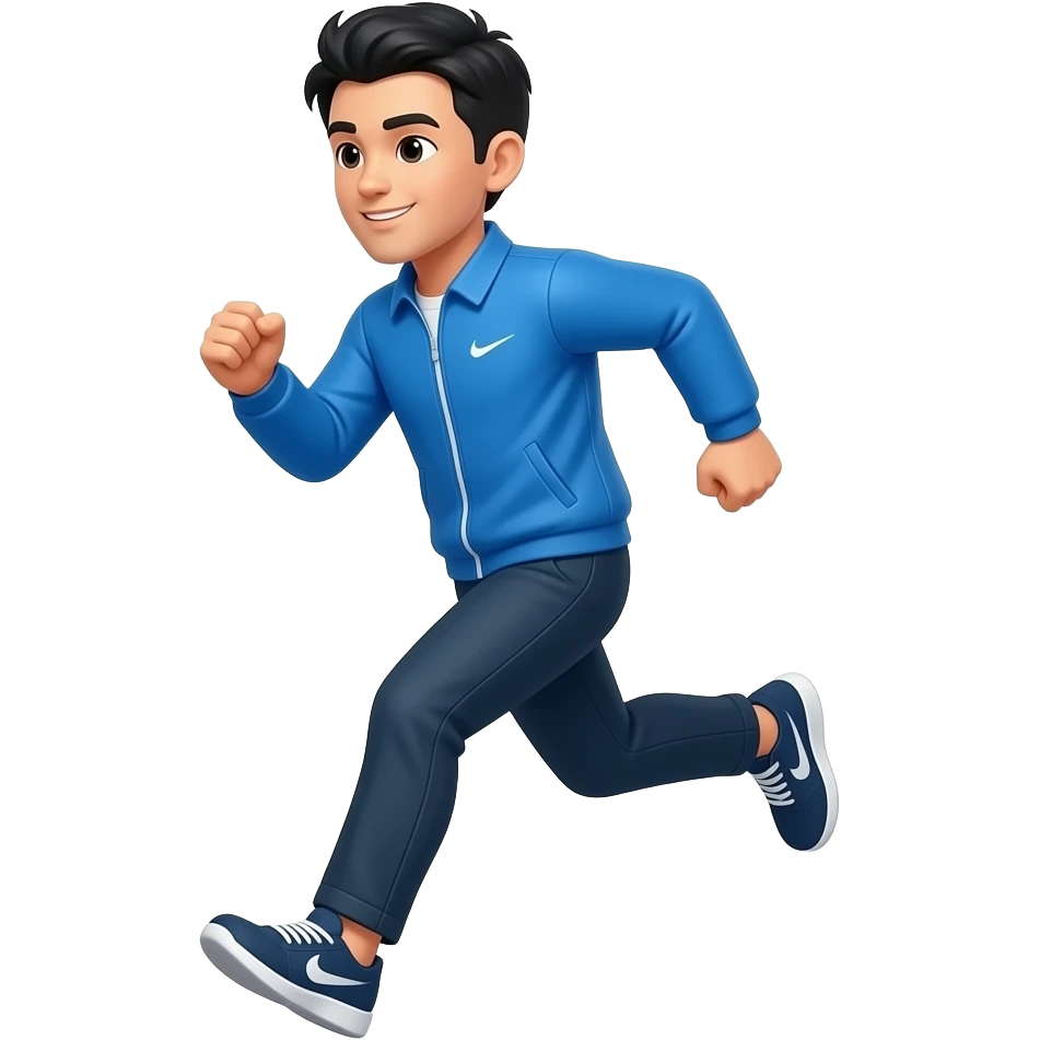 blue jacket man running black hair asian emoji