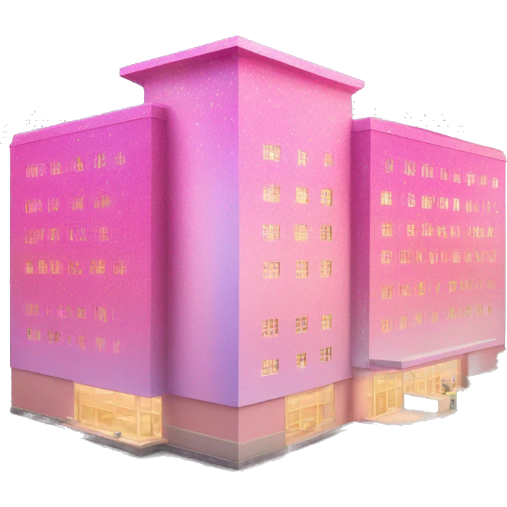 Pink ombre hospital building with glitter emoji