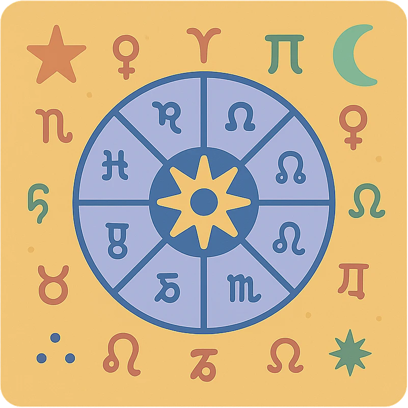 vintage astrology natal chart icon with intricate celestial symbols, mystical and ornate, in color emoji