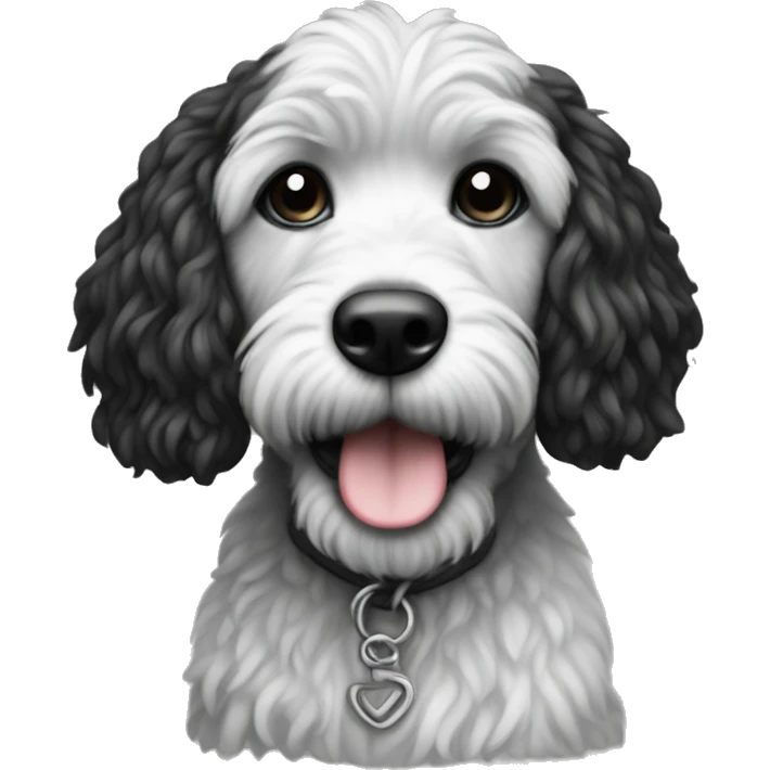Black and white mini doodle emoji