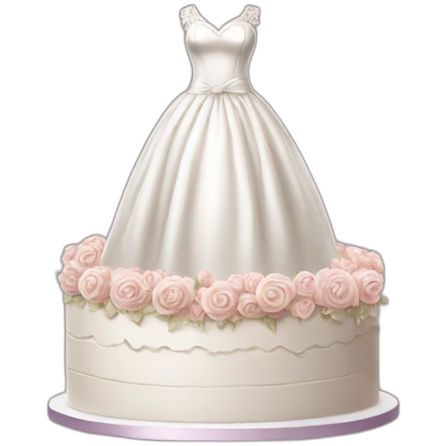 wedding dress and big cake emoji