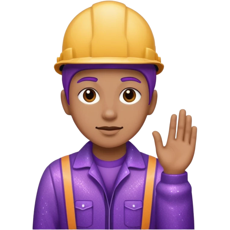 industrial worker wearing purple glittery clothes emoji