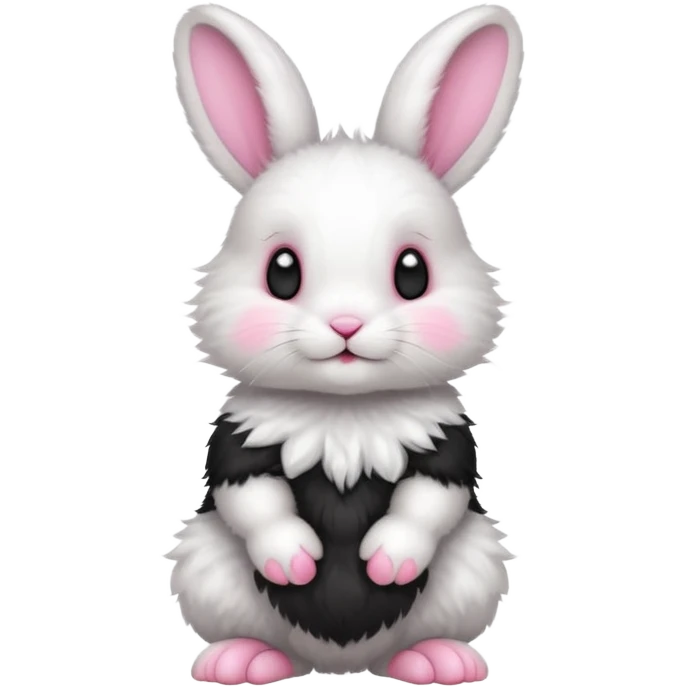 a white and black baby rabbit staying on its legs emoji