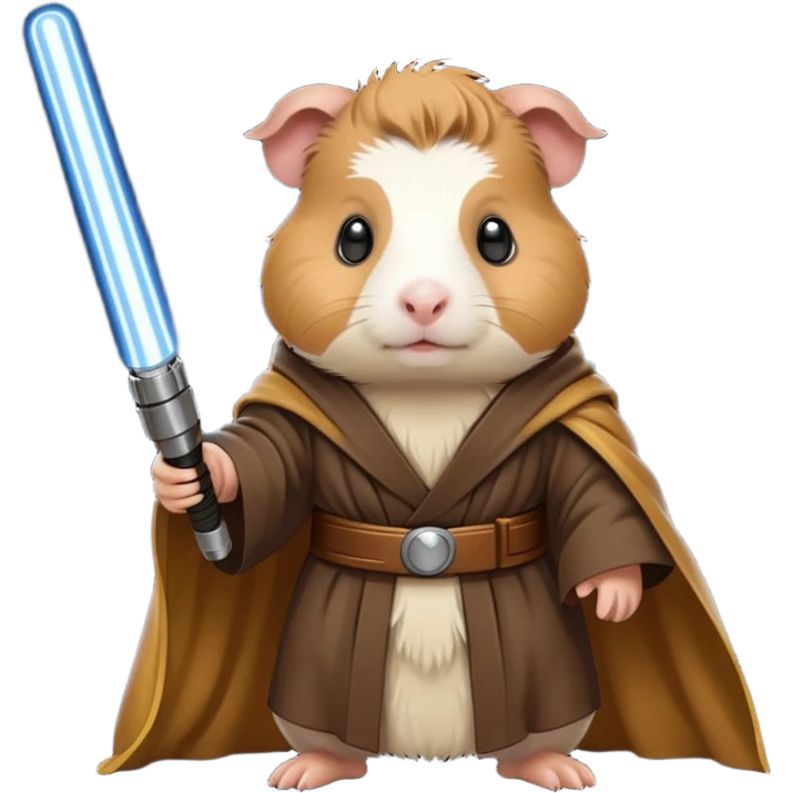 guinea pig with Jedi robe and glowing lightsaber emoji