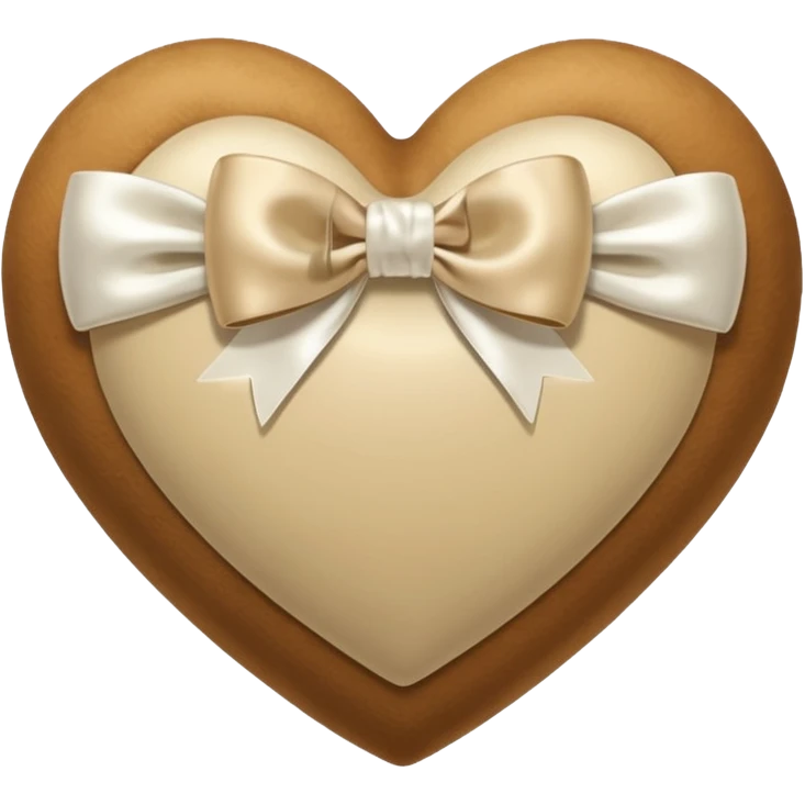 beige heart with white bow emoji