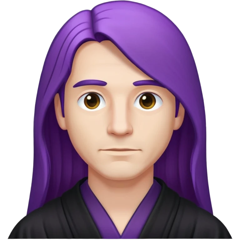 Purple long straight hair white man with black robe  emoji