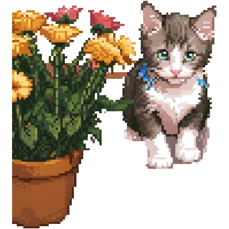 Kitten smells flowers emoji