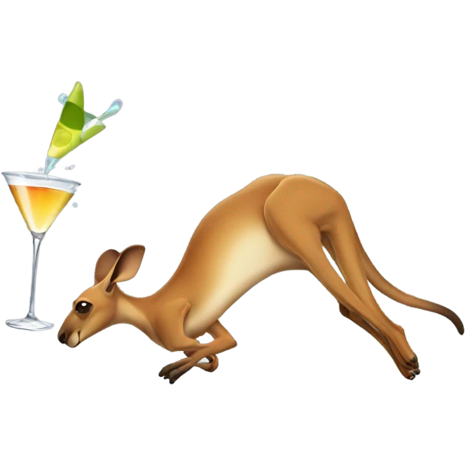 A kangaroo with a martini doing a back flip emoji