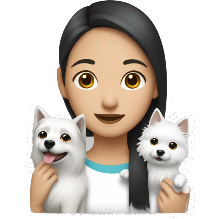 asian girl with Japanese spitz dog emoji