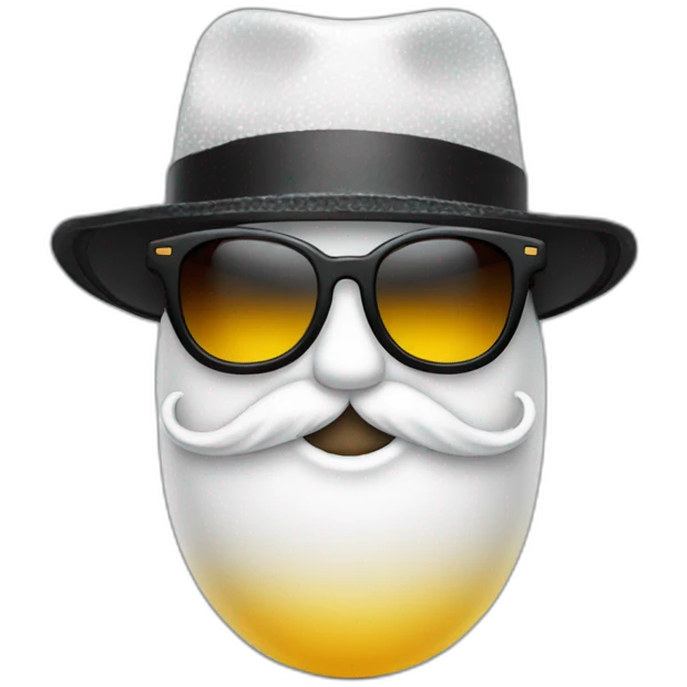 Bauble emoji with beard sunglasses and black and white hat emoji