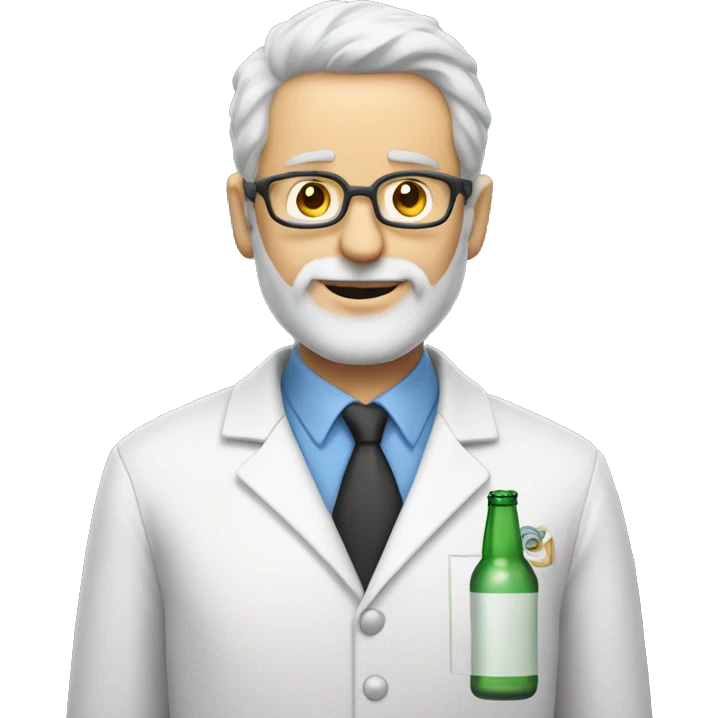 White man scientist with short facial hair and a beer emoji