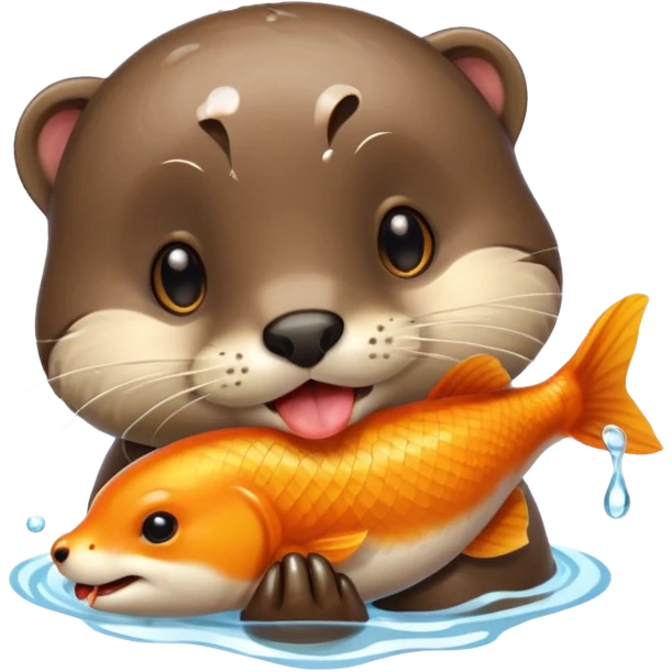 Otter eating goldfish emoji