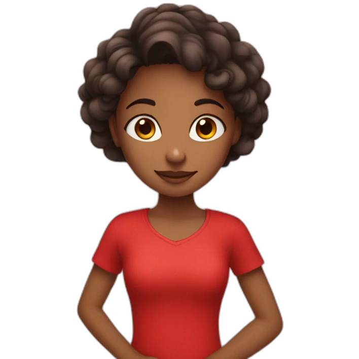 the girl in red with a heart emoji