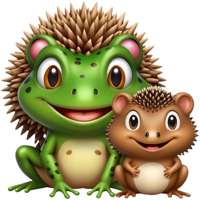 Frog and hedgehog friends emoji