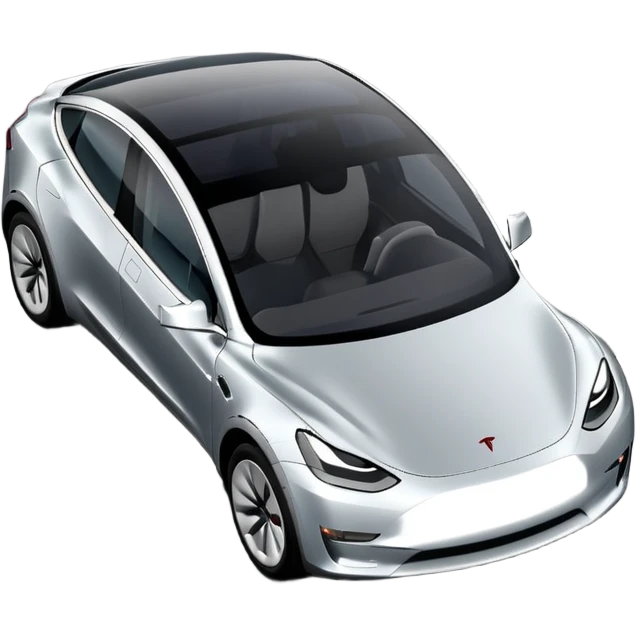 A Tesla Model Y parallel parking at a curb, from above emoji