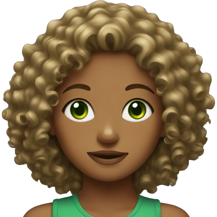 Girl with green eyes and curly hair emoji