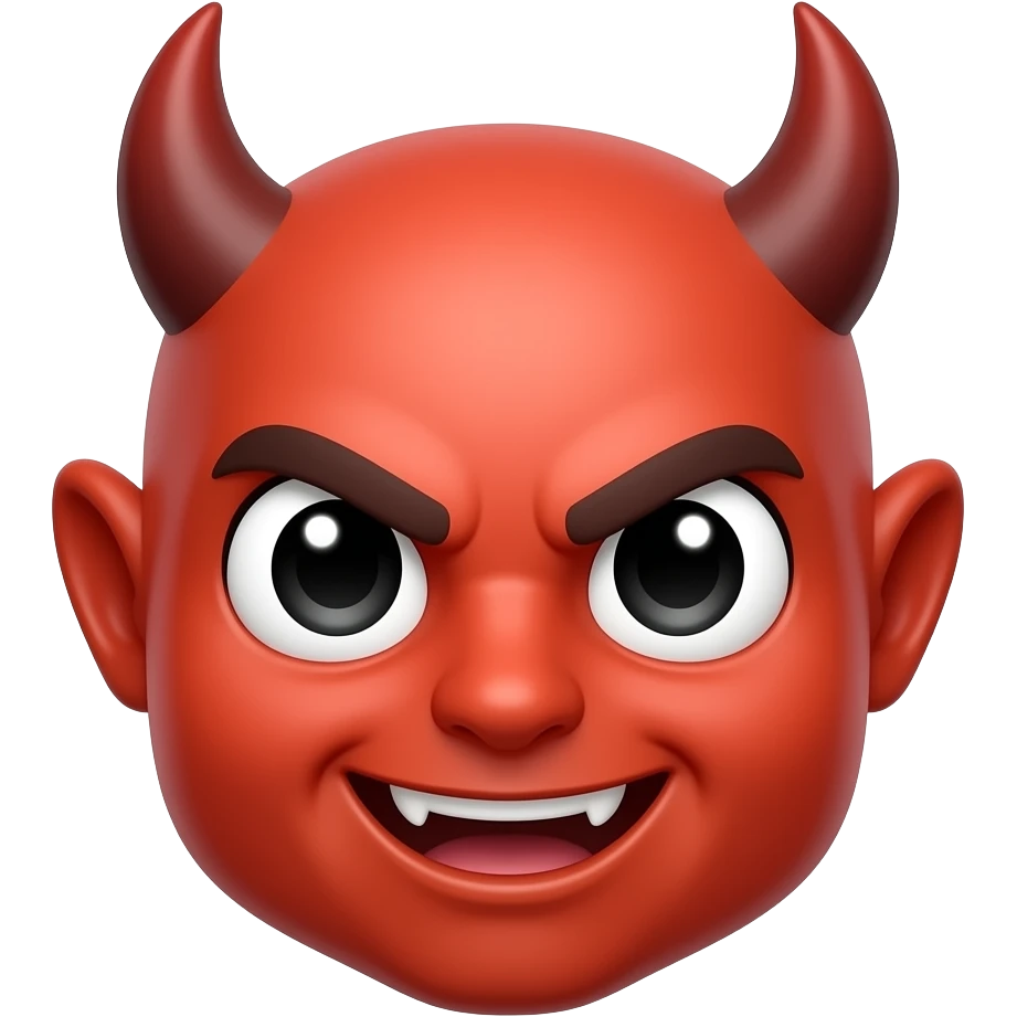 Subject: A fictional depiction of a demon or devil mascot, commonly used in digital art, gaming logos, or thematic graphics. emoji