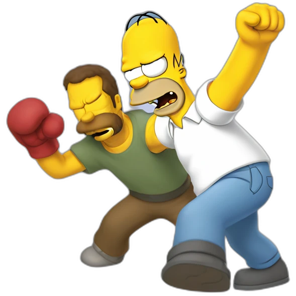 Homer simpson fight with need flanders emoji