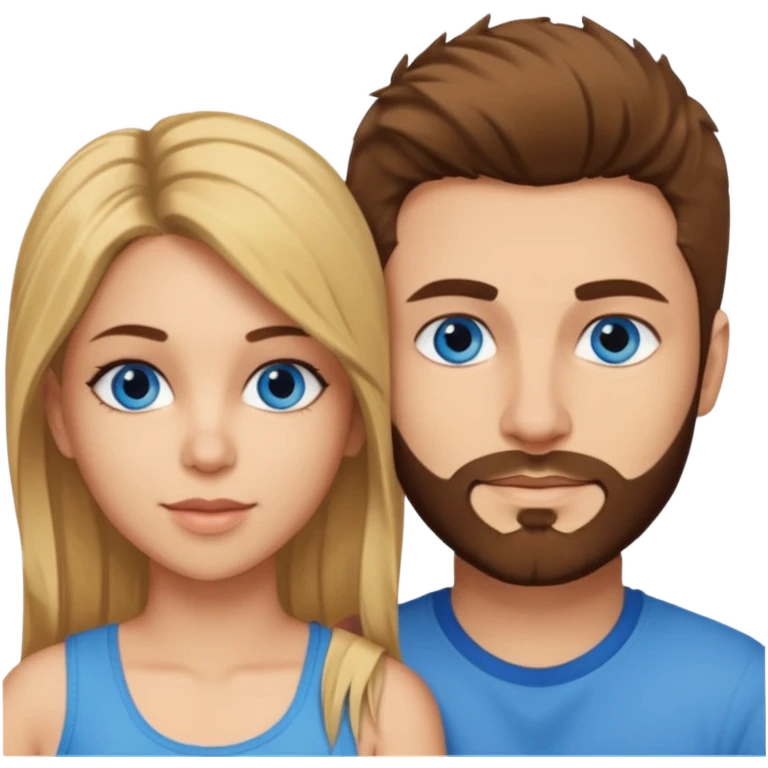 A cuple. Both blue eyes. She looks like Shakira and he has brown hair a very short beard and short fade haircut and the sides faded down to skin emoji