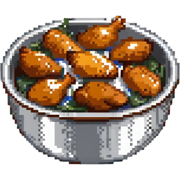 fried chicken in a silver stainless steel bowl emoji