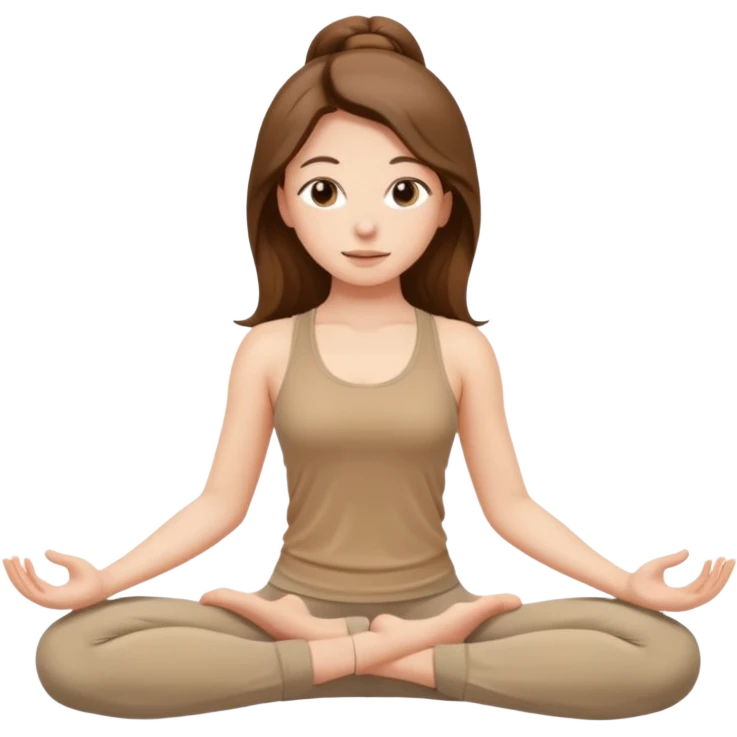 girl long brown hair yoga wearing beige emoji