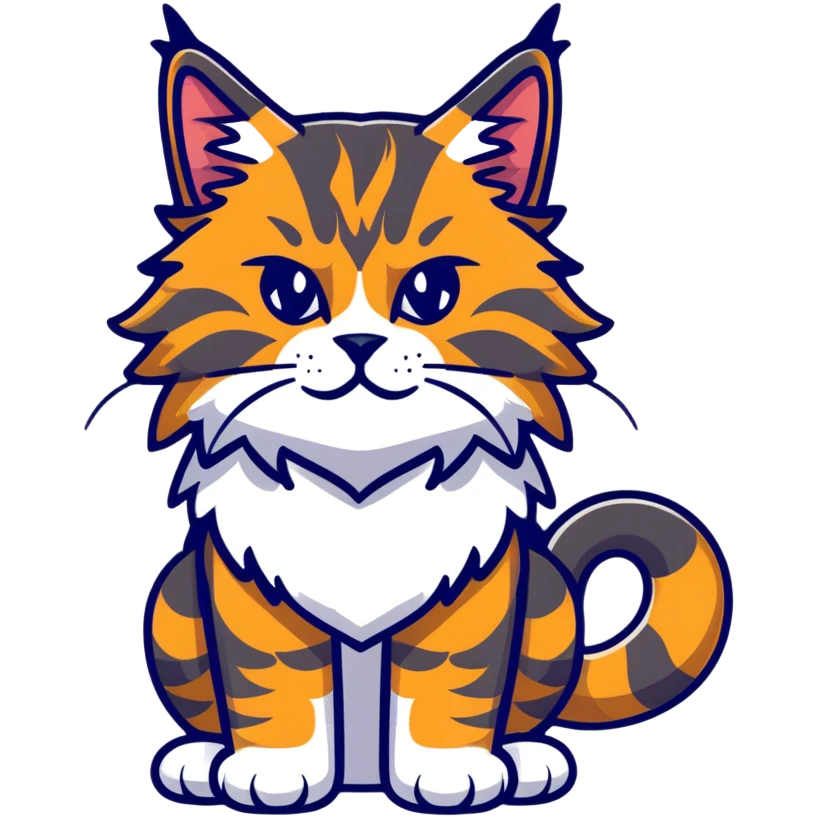 powerful maine coon cat with impressive mane and cute but fierce expression emoji